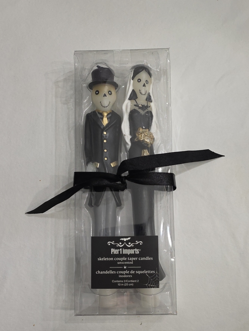 Pier 1 Imports Skeleton Couple Taper Candles Black & White